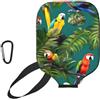 YQxwJL Copertura in neoprene con stampa di piante tropicali e pappagalli, custodia protettiva con cerniera e tasca in rete e moschettone
