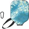 YQxwJL Copertura bianca blu della pagaia del pickleball del neoprene della stampa della margherita, manicotto protettivo della chiusura lampo con la tasca della rete e il moschettone