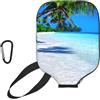YQxwJL Copertura per pagaia in neoprene con stampa tropicale di sabbia bianca e oceano, custodia protettiva con cerniera con tasca in rete e moschettone
