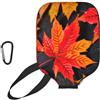 YQxwJL Custodia protettiva per pickleball in neoprene con stampa foglie rosse autunnali, custodia protettiva con cerniera e tasca in rete e moschettone