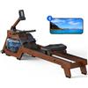 MERACH Vogatore ad acqua per la casa, in legno massello, con serbatoio | Sensazione di canottaggio naturale, portata 150 kg, girante a 12 lame, seduta ergonomica, in 30 minuti. montata