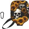 YQxwJL Copertura per pagaia in neoprene con stampa teschio di girasole di Halloween, custodia protettiva con cerniera con tasca in rete e moschettone