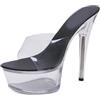 LIUGUISUOCHBH Sandali con Tacco a Spillo con Plateau Trasparente da Donna - Tacchi Alti Trasparenti per Scarpe Eleganti da Donna per Feste di Matrimonio - Tacchi da 6 Pollici