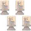 Sziqiqi Set di 4 Candelieri Candelabri Candelabro Portacandele in Metallo Antico, Candelabro Uragano Shabby Centrotavola per Decorazione Natalizia del Camino del Mantello da Tavola di Natale, Bianco