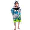 Hillylolly Poncho da Bagno per Bambini, Hillylolly Asciugamano da Spiaggia per Bambini, Asciugamano Bimbi Mare con Cappuccio, Telo Mare Poncho, per Ragazze Ragazzi 2-12 Anni (Squalo S)