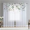 Hiseng 2 Pezzi Tende Voile Trasparente Decorativi Sheer Tenda per Soggiorno Camera Cameretta Balcone Finestra e Interni, Semi Trasparente Tenda Leggera (108x137cm,cespuglio di Fiori F)