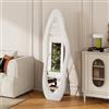 Henunem Specchio da Piede 160 x 50 cm, Specchio da Pavimento Full Length Ondulato Irregolare con Supporto, Telaio in MDF, per Camera, Soggiorno, Ingresso, Bianco