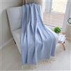 LINEN & COTTON Plaid, Copriletto, Coperta STONEWOLD - Blu Cielo, 140x200 cm | 100% Lana Merinos, Design a spina di pesce, Adatto per letto e divano, Singolo / Matrimoniale, Classico e Senza Tempo