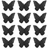 URROMA 12 pezzi farfalla appliques abbellimenti, applique in pizzo nero per cucire farfalle applique patch ricamo patch per cucito artigianato fai da te