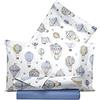 Smart Deco Home Completo letto lenzuola federe letto stampa fantasia 100% Cotone Made in Italy MATRIMONIALE MONGOLFIERE AZZURRO