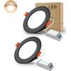 BAGZY 2x Faretti LED da Incasso per Cartongesso,5W Luci Ultrasottili da Soffitto e per l'illuminazione da Interno IP44,Bianco Caldo 3000K,500 Lumen,AC 220-240V,Foro Incasso 70-80mm(Nero)