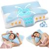 Rokehr cuscino cervicale per dormire, 2 in 1 cuscino ortopedico cervicale, cuscino ergonomico cervicale, cuscini memory foam per Dormitori Laterali, Supini e Proni Blu 60x43x14/12cm