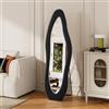 Henunem Specchio da Piede 160 x 50 cm, Specchio da Pavimento Full Length Ondulato Irregolare con Supporto, Telaio in MDF, per Camera, Soggiorno, Ingresso, Nero