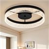 Qcyuui Plafoniera LED 50 cm, Plafoniera a Soffitto Nero Opaco | Design Moderno Rotondo e Sottile con Paralume Decorativo in Acrilico per Cucina, Soggiorno, Camera da Letto e Sala da Pranzo
