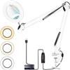 Ricyea Lampada a LED con lente d'ingrandimento, 5 luci con morsetto, 3 modalità di colore, 10 livelli di luminosità, dimmerabile, lampada da scrivania con le, RICSP-5