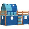 vidaXL Letto a Castello Senza Materasso Blu 90x200cm Massello Pino
