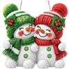 MOTGOM 5D Diamond Painting Pendente Ciondolo Kit Pupazzi di neve natalizi, Pittura Diamante per Acchiappaluce, Diamond Painting Artigianale Per La Decorazione Della Parete Di Casa 20×20cm