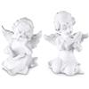 Goetland Coppia di Statua Angelo Lisant un Livre Angeli Statuette Figurine Cherubino Statuetta Decorativa Casa Interno Vintage Regalo Battesimo Resine Artificiali 11 cm Bianco