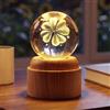 GAESHOW Sfera di Cristallo 3D con Quadrifoglio, 60 mm, Rotazione a 360° | Lampada Sfera In Vetro Decorativa con Quadrifoglio Portafortuna, luce notturna con base, Regalo