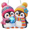 MOTGOM 5D Diamond Painting Pendente Kit Pinguini di Natale, 5D Pittura Diamante Kit Acchiappaluce, Diamond Painting Artigianale Per La Decorazione Della Parete Di Casa 20×20cm