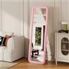 Henunem Specchio da appoggio 160 x 50 cm, specchio completo con supporto, cornice in MDF, per camera da letto, soggiorno, ingresso, rosa