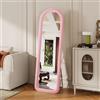 Henunem Specchio Integrale 160 x 50 cm, Specchi Rettangolare su Piedi, Telaio in Lega di Alluminio, Vetro Temperato per Camera Soggiorno, Spogliatoio, Rosa
