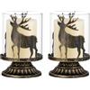 Sziqiqi Portacandele Candelieri per Natale Set di 2, Candelabro Shabby Portacandele a Colonna Cilindro Decorative Centrotavola per Decorazione Natalizia Camino Mantello Tavola di Natale, Nero