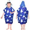 Hillylolly Poncho da Bagno per Bambini, Asciugamano da Spiaggia per Bambini, Asciugamano Bimbi Mare con Cappuccio, Telo Mare Poncho, per Ragazze Ragazzi 2-12 Anni (Squalo L)