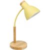 Generico Lampada da Scrivania Regolabile con Collo Flessibile, Attacco E27 Max 40W, Lampada da Tavolo in Metallo con Base Effetto Legno, per Studio, Lettura, Ufficio e Comodino (Giallo)