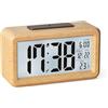 HERMIC Sveglia da Comodino a Pile, Sveglia Digitale in Legno con Ampio Aisplay LCD, Data, Temperatura, Sensore di Luce Automatico, Funzione SNOOZE, (3 Batterie AAA Incluse)