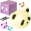 Madrigal Lampada Orsetto - Luce Notturna Bambini - Cameretta - Ricaricabile USB-C con Telecomando - Multicolore e Luce Calda - Soffice Silcone - Timer luci Arcobaleno (Panda)