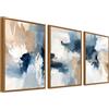 HALFLEMART 3Pcs Stampa su Tela Con Cornice Kaki Blu e Grigio Pittura Astratto Minimalista Neutro Moderno Quadri su Tela Poster da Parete Quadri Moderni Soggiorno Camera da Letto Stampe da Parete 30x40cm x3pcs