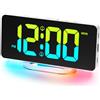 CHEREEKI Sveglia da Comodino Digitale a Corrente, Sveglie Digitali con 11 Colori Numerici e 10 Luce Notturna, Luminosita Regolabile, Alimentazione Elettrica, Bianco