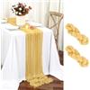 Teruntrue Set da 6 Runner da Tavola Boho in Garza Oro 55x300 cm | Garza di Cotone, ideale per Tavolo da Pranzo, Matrimonio, Baby Shower, Compleanno, Autunno, Battesimo e Cerimonia