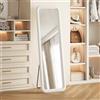 Henunem Specchio su piedistallo 160 x 50 cm, specchio completo con supporto, cornice in MDF, per camera da letto, soggiorno, ingresso, bianco