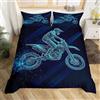 Homewish Set copripiumino Motocross per letto King Size da 3 pezzi, set di biancheria da letto con motivo di moto da cross moderna per ragazzi, giovani e uomini, biancheria da letto a tema sport