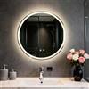 Olyvren Specchio da bagno rotondo da 60 cm con illuminazione a LED | Specchio cosmetico con retroilluminazione, 3 temperature di colore, antiappannamento, luminosità regolabile, IP56