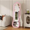 Henunem Specchio completo di lunghezza 160 x 50 cm con supporto a specchio ad arco da appendere o appoggiarsi contro la parete per camera da letto, ingresso, camera da letto, soggiorno, rosa