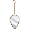 Générique Specchio decorativo in ottone a forma di goccia d'acqua con bordo dorato con catena di sospensione, 9 cm x 6,5 cm