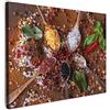 MuchoWow© Stampa Foto Quadro Moderno Quadri Moderni Soggiorno Cornice | 70x50 cm - Stampe Da Parete Camera Da Letto Matrimoniale Decorazione CanvasSpezie - Erbe - Cucchiai - Sale - Marrone - Cucina