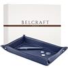 Belcraft Orvieto Svuotatasche in Pelle, Realizzato a mano da Artigiani Toscani, Porta Oggetti, Blu Marino (28x19 cm)