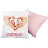 almatex Cuscino Personalizzato con Nome, 40x40, Sfoderabile e Lavabile con Morbida Imbottitura- Idea Regalo per Compleanno, Natale, (MANI ROSA)