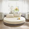 Evimstil Letto Rotondo Lenzuola con Angoli Tessuto di Cotone Tinta Unita copriletto Morbido Salute Coprimaterassi Fitted Sheets(Beige,Diameter 1.8m)