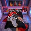 Loussiesd Set copripiumino per chitarra,motivo musicale,per ragazzi e ragazzi,con motivo strumentale musicale,colore rosso e nero,morbido copriletto in microfibra con chiusura lampo,senza piumone
