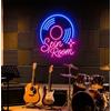 zouwii Targa al neon con nome personalizzato Spin Room, retro in vinile, decorazione da parete a LED, retroilluminazione in acrilico, per casa, bar, cabine DJ, studio di registrazione, sala musica