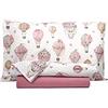 Smart Deco Home Completo letto lenzuola federe letto stampa fantasia 100% Cotone Made in Italy PIAZZA E MEZZA MONGOLFIERE ROSA