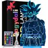 Dagydali Luce notturna 3D per Bambini Anime Goku Telecomando 16 Colori Cambiamento LED Illusion Lampada E Arte Deco Lampada per Ragazzo Ragazza Camera Decorare Regalo di compleanno Natale