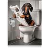 Dazzlewall Poster Cane Divertente, Bassotto che Legge il Giornale sul Water Stampa su Tela per Bagno 30×40 cm Senza Cornice