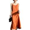 LIUYUYOUGO Abiti Eleganti Donna Abito Midi da Donna in Raso per Invitata A Un Matrimonio Elegante Abito Sottoveste con Scollo A V E Spalline Sottili Abito Lungo Fluente E Setoso con Sottoveste per D