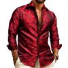 YOHOWA Camicia da uomo in seta con bottoni e motivo cachemire, camicia formale casual, da lavoro, vestibilità comoda, maniche lunghe